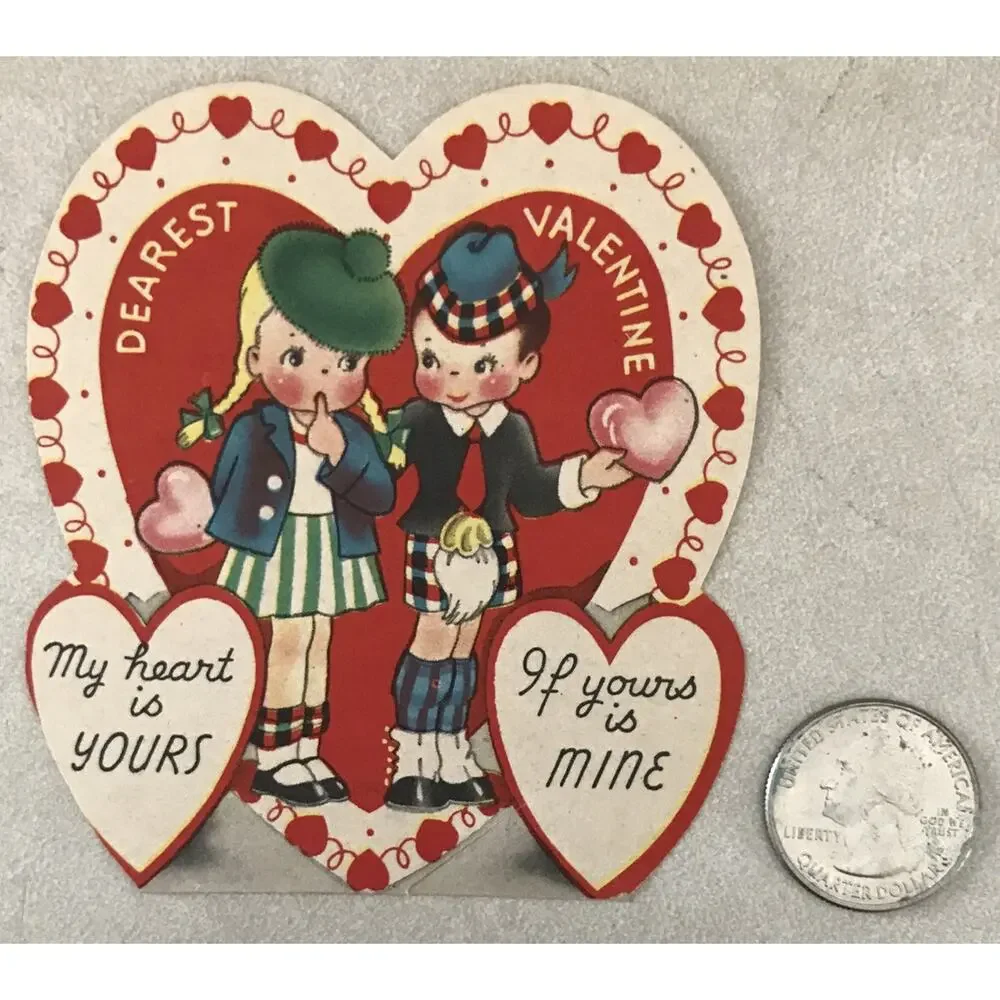 Vtg 30s A-Meri-Card Dearest Valentines Day Valentine My Heart Is Yours Card